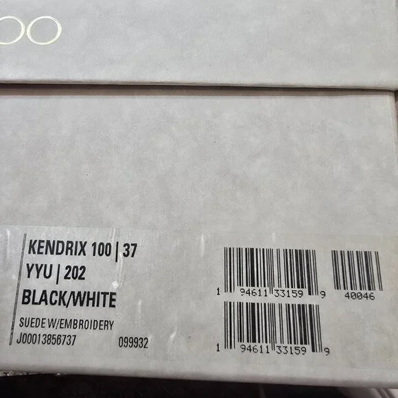 JIMMY CHOO Kendrix 100 - Suede Booties with Embroidery Black/White - Picture 15 of 15